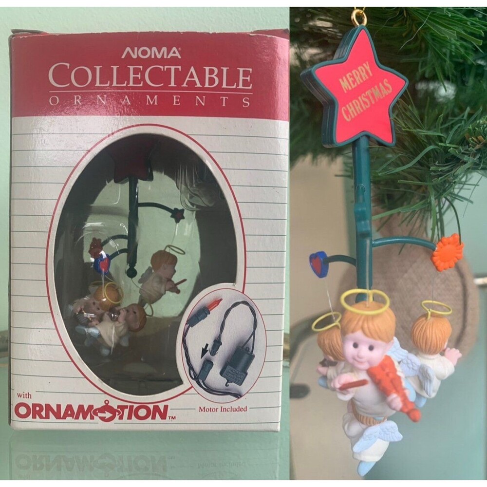 Vintage 80s Noma Collectable Merry Christmas Ornament Angel Cherub Baby